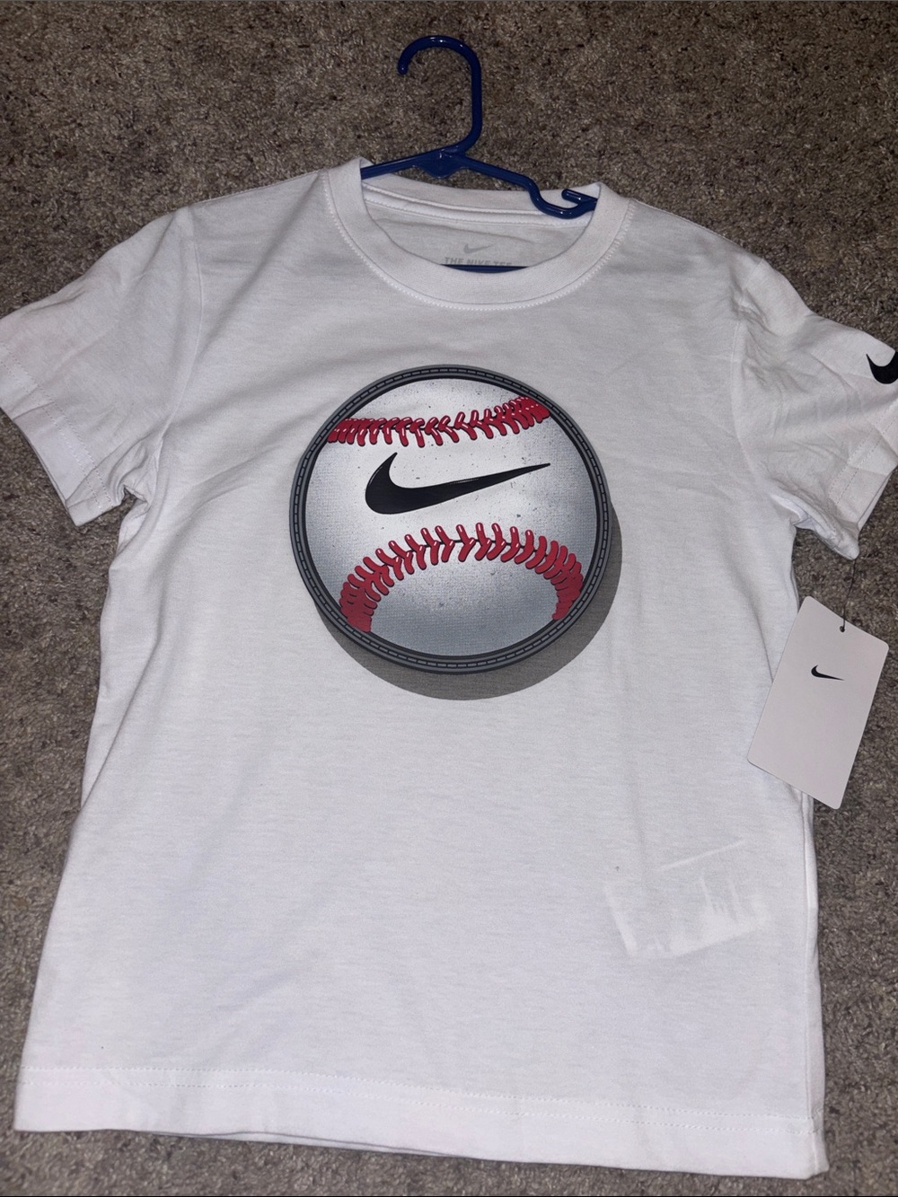 Boys Nike White Short-Sleeve Baseball Graphic Tee